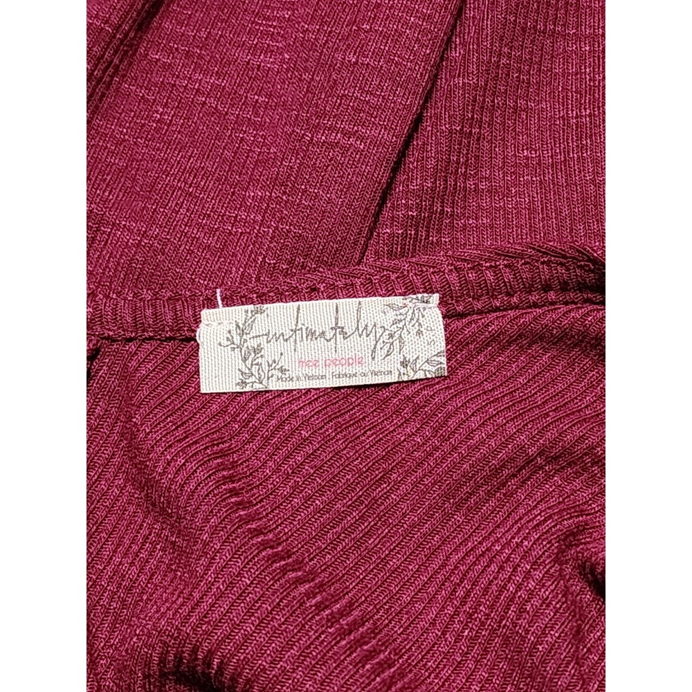 Free People Intimately Ribbed V-Neck Pleated Tank Top Small Burgundy‎ - Picture 2 of 9